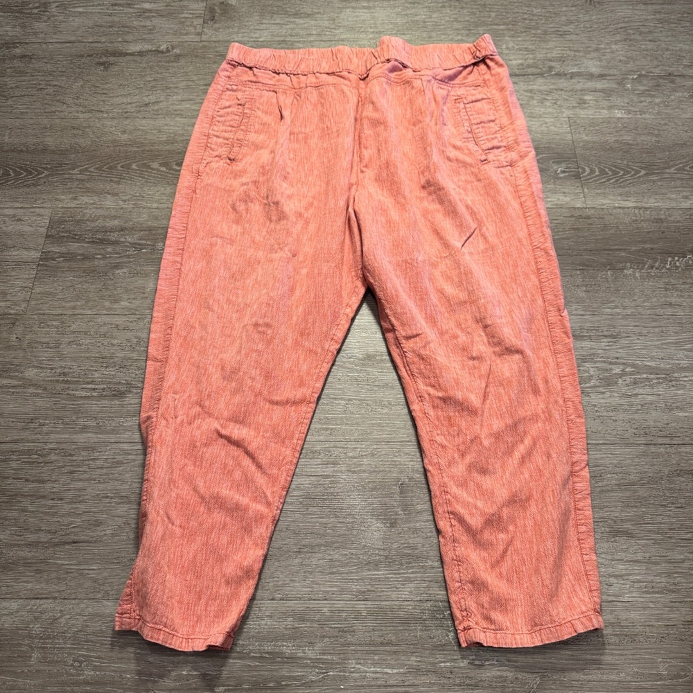 Anthropologie Pants Womens XL Coral Pink 100% Cotton Waist Boho Relaxed 36x24